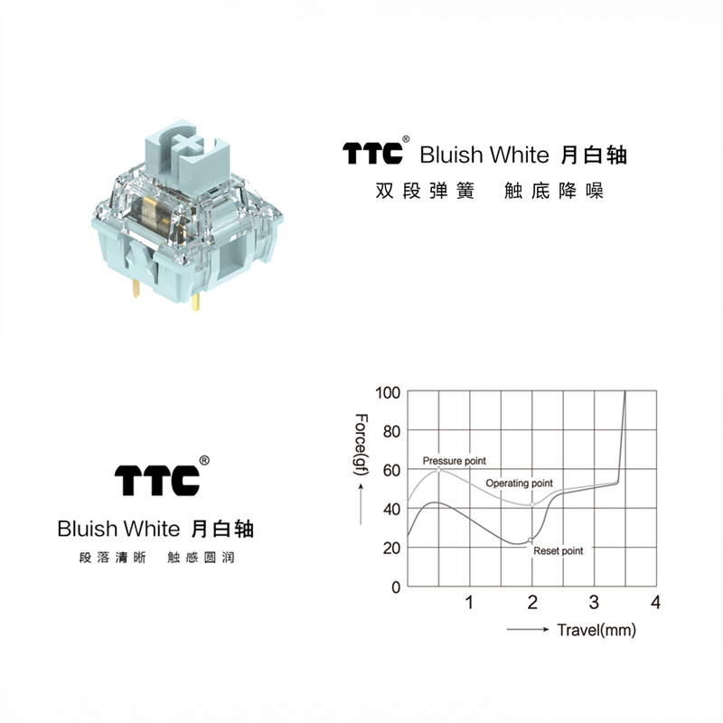 TTC Bluish White Switch for Me - đánh giá và giá Silent Switch Mechanical Keyboard