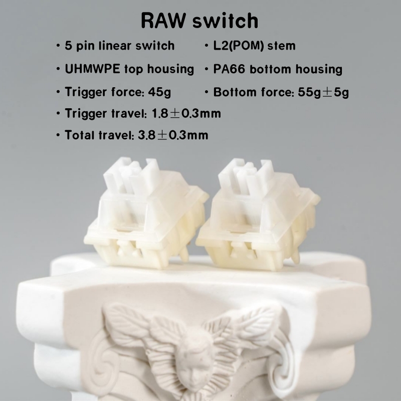 KeyGeek Switch RAW 45g Linear  - đánh giá và giá Keyboard Switch Lubed Linear 45G